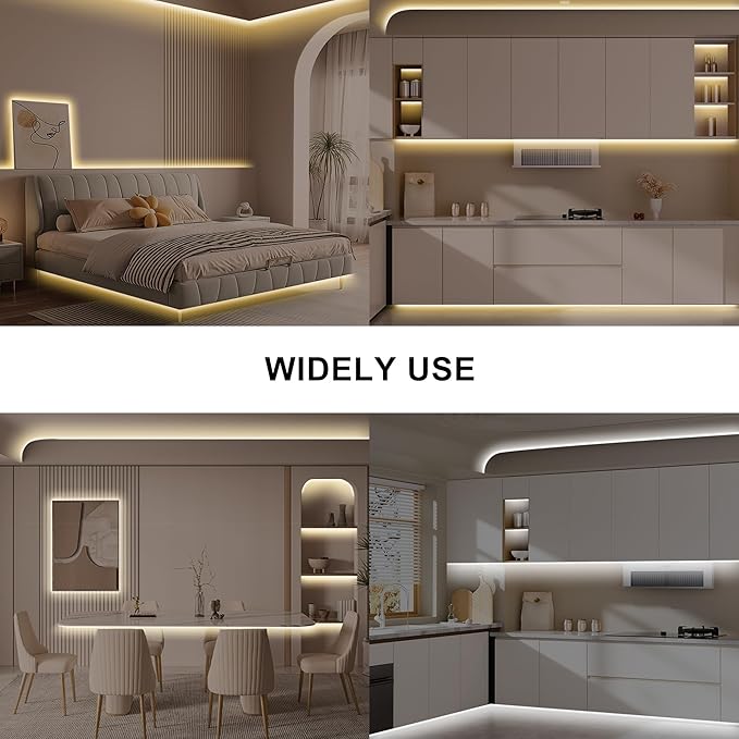 16.4ft Tunable White COB Led Strip Light with RF Remote, CRI93+ Dimmable CCT 2700K-6500K Led Tape Lights, Adhesive High Density Led COB Light Strip for Bedroom, Kitchen, Cabinet