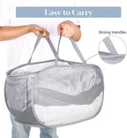 4 Pack Durable Collapsible Laundry Baskets, Mesh Foldable Laundry Basket, Pop Up Laundry Hamper with Pocket, Clothes Hamper with Reinforced Handles for Laundry, Bathroom, Kids Room, Dorm or Travel