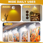 Hortsun 6 Pcs Mini Battery Operated Spotlights with 3 Remote Indoor Plant Wireless LED Spot Lights Rotatable Dimmable Accent Picture Lights for Wall Artwork Painting Display(White)