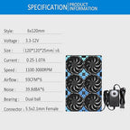 120mmx6 720mm Adjustable Computer PC Box Vent Fans 3V-12V Speed Controller for Flexible Arrange Cabinet Rack Space Window Wall Server Mining Rig Chicken Coop Exhaust Cooling