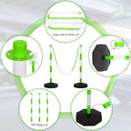 Amylove 9 Packs Traffic Delineator Post Cone with Base, Traffic Cones Safety Cones Caution Cones Plastic Stanchion Chain Safety Barriers with 6.6 Feet Link Chain and S Hooks for Parking Lot (Green)