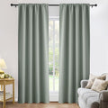 PONY DANCE Blackout Curtains for Bedroom 96 inches Long 2 Panels Set, Thermal Insulated Rod Pocket Black Out Window Drapes, Noise Reducing Window Treatment for Living Room(W52 x L96 inch, Sage Green)