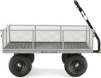 Gorilla Carts Steel Utility Cart, 7 Cu Ft Bed, 1000 lb Load Capacity, Gray – Towable Heavy-Duty Outdoor Hauling Wagon with Removable Side Panels for Yard, Lawn, Garden or Landscaping