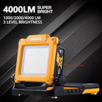 4000LM 25W Cordless Work Light Compatible with Dewalt, Makita and Milwaukee 18-21V Power Battery, Magnetic Base, Portable Flood Light (Battery Not Included)