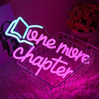 One More Chapter Neon Sign Read Book Neon Light for Wall Decor Dimmable Pink Letter Reading LED Neon Sign for Study,Library,Book Shop,Classroom Decoration