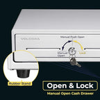 Volcora 13" Manual Push Open Cash Register Drawer for Point of Sale (POS) System, White Heavy Duty Till with 4 Bills and 5 Coin Slots, Key Lock with Removable Coin Tray and Double Media Slots