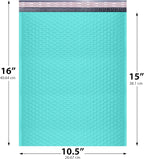 Teal 10.5x16 Inch Large Poly Bubble Mailers #5 | Padded Envelopes with Self Seal | Air Lined Cushioned Bubble Mailer | Usable Size 10.5x15 | 100 Pack Bulk | Lightweight shipping Bags