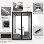 Soundproof Office Pod Booth Black, for 2 Person Meeting Pod, Quiet Meeting Pod with Acoustic Panels, Portable Modular Pod, Privacy Phone Booth for Calling, Personal Workspace H92in W63in D55in