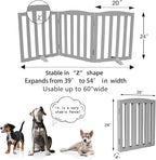 Freestanding Dog Gate Indoor,Doggie Gate Foldable Pet Gates for Doorways,Stairs or Hallways, Wooden Grey Pet Gate for The House, Pet Fence with Support Feet Included,24 "Height-3 Panels