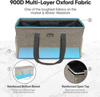 BALEINE Extra Large Utility Tote Bag with Wire Frame for Storage (Beige, 22''x12''x10'')