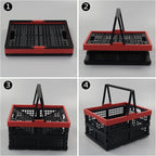 Idomy Pack of 2 Collapsible Storage Crates with Handles, Plastic Grocery Shopping Baskets