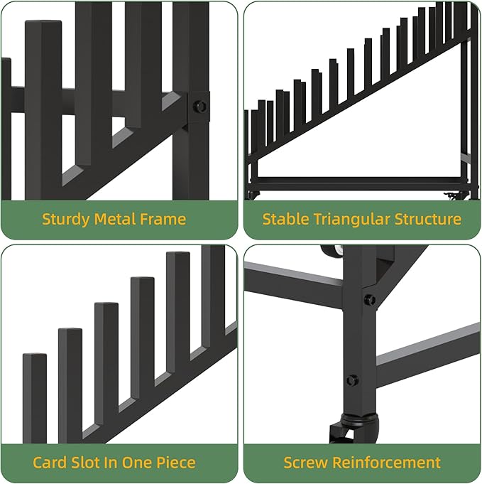 12-Tier Tile Sample Display Stand, Rolling Tile Sample Storage Rack, Metal Floor Tile Display Stand, Building Material Display Shelf, Slotted Tile Display Rack, Floor Sample Holder for Exhibition Hall