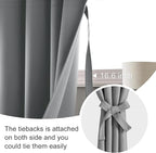 JIUZHEN Short Curtains Half Window Curtains for Bedroom - Cafe Room Darkening Privacy Energy Saving Curtain Tiers for Bathroom, Wide 34 x Long 24 inches, Set of 2 Panels with Tiebacks, Light Grey
