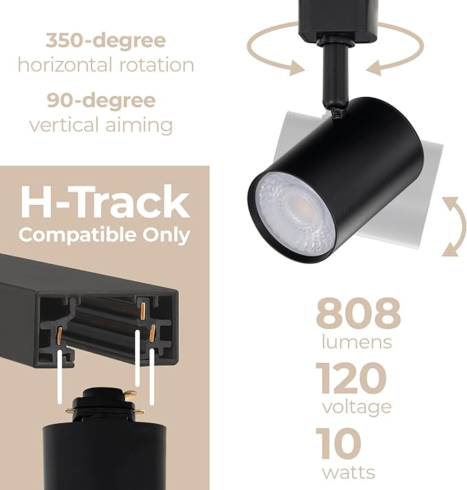 Amped Collection 3-Light 48in Field Cuttable LED Track Lighting Kit with 3 LED 5-CCT Selectable Track Heads, 4ft Track, End Caps, Floating Feed in Black Finish