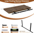 12 Inch Deep Floating Shelves for Wall 3 Pack Floating Shelfs Large Storage Space Wall Decor Display Shelf for Bathroom Living Room Bedroom Kitchen 23.8" W x 12" D x 1.2" H Rustic Brown