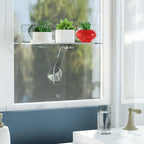 12 Inch Clear Acrylic Window Sill Plant Shelf with Strong Cup Suction, Hanging Window Plant Shelves for Plants, Camera, Picture Frame(1 Pack)