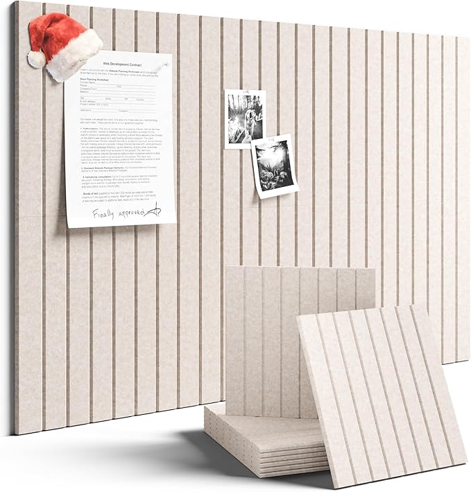 Large Felt Bulletin Board 36" x 24" Cork Board Alternative-6 Pack with 40 Safe Removable Adhesive Tabs, Cork Boards for Walls Cork Board for Home Office Classroom Pin Board (Oatmeal)