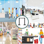 Crowd Control Warehouse CCW Set of 2 Retractable Belt Barriers Stanchion, Polished Stainless Steel Post, RBB-100 (7.5 Foot Belt, Black White Horizontal Stripe Belt)
