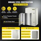 VEVOR NEMA Steel Enclosure, 24 x 16 x 10'' NEMA 4X Steel Electrical Box, IP66 Waterproof & Dustproof, Outdoor/Indoor Electrical Junction Box, with Mounting Plate