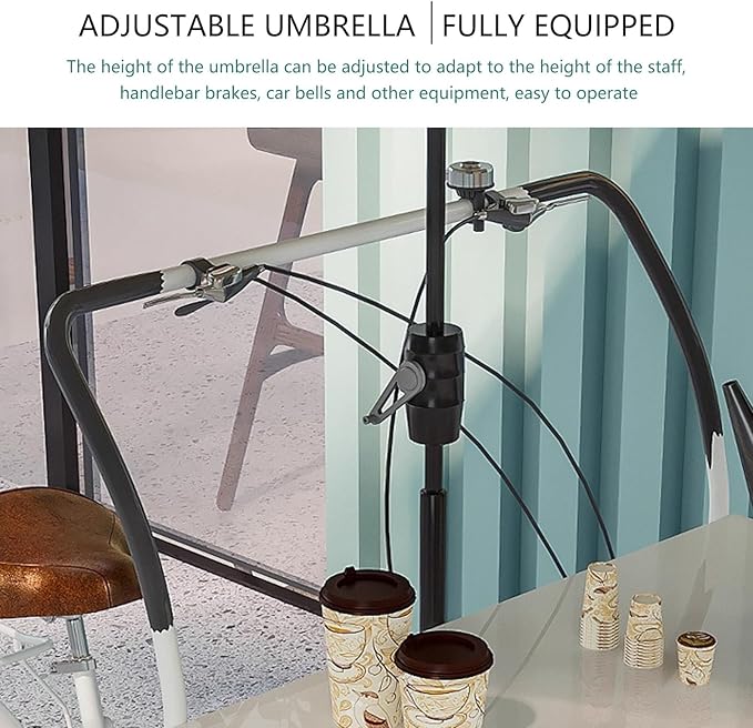 Mobile Vending Bicycle Cart, Food Display Stand with Parasol, Large Storage Space, Perfect for Shopping Malls, Events, Streets(Orange)
