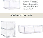 STORi Audrey Stackable Clear Bin Plastic Organizer Drawers | 2 Piece Set | Organize Cosmetics and Beauty Supplies on a Vanity | Made in USA