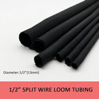 Braided Split Wire Loom Black Wire Cover Protective Harness Tubing Cable Management Self Wrap Cord Sleeve Mesh Woven 1/2"-24ft