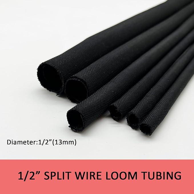 Braided Cable Management Split Wire Loom Black Wire Cover Protective Harness Tubing Self Wrap Cord Sleeve Mesh Woven 3/8"-16ft