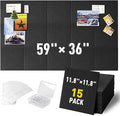MAXECHO Large Cork Board for Wall 59" × 36", Black Bulletin Board, 15 Pack Felt Wall Tiles with Pushpins for Office Corkboard Tack Board Push Pin Board Felt Board