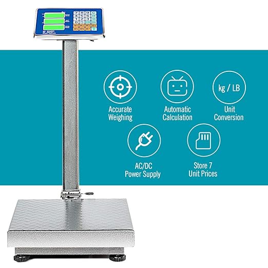 Giantex 660lbs Weight Computing Digital Scale Floor Platform Scale for Weighing Luggage Package Shipping Mailing Postal Scale with Accurate LB/KG Price Calculator, High-Definition Display (Silver)