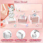 Acrylic Base Stand 3 Pack 3 X 3 Inch Acrylic Blocks for Display Trophy Base Clear Square Cube Riser Display Cylinder Pedestal Stands for Collectibles Jewelry Props Food Display 3 Size