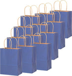 qiqee 100PCS Gift Bag with Handles Bulk Kraft Deep Blue Paper Bags Assorted Sizes(33pcs Large 13",33pcs Medium 11",34pcs Small 8")
