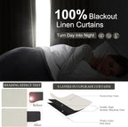 Cute Blackout Curtains 60 Inches Extra Wide Linen 96 Inch Length for Living Room/Sliding Glass Door,Pleated Heavy Duty Thermal Drapes for Winter Thick Large Window(60"Wx96"L 2 Panels Beige White)