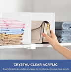 HBlife 8 Pcs White Acrylic Shelf Dividers, Vertical Purse Organizer for Closet Perfect for Sweater, Shirts, Handbags in Bedroom and Kitchen, Closet Separators for Organization Cabinet