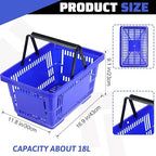 Set of 20 Blue Shopping Basket with Handles 18 L Plastic Grocery Basket 16.9 x 11.8 x 9.1 Inch Bulk Portable Hand Shopping Carts for Retail Store Supermarket Grocery Supplies