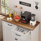 Gizoon Kitchen Sideboard Buffet Cabinet, 32'' H Large Kitchen Storage Island and Adjustable Shelf, Modern Coffee Bar Console Cabinet for Dining Room, Bathroom, Entryway, Retro