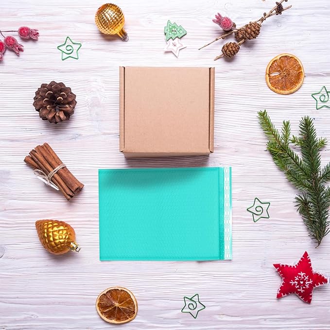Teal Large Poly Bubble Mailers 12x15 inch | Self Seal Padded Envelopes Cushioned Bubble Mailer | Usable Size 12x15 | WaterProof | Lightweight mailing Shipping Bags | 100 Pack Bulk