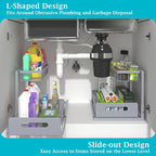 REALINN Under Sink Organizer, Pull Out Cabinet Organizer 2 Tier Slide Out Sink Shelf Cabinet Storage Shelves, Storage for Kitchen Bathroom, Grey, 1 Pack