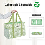 BALEINE Extra Large Utility Tote Bag with Wire Frame for Storage (Antique Foliage, 16.5''x14''x10'')