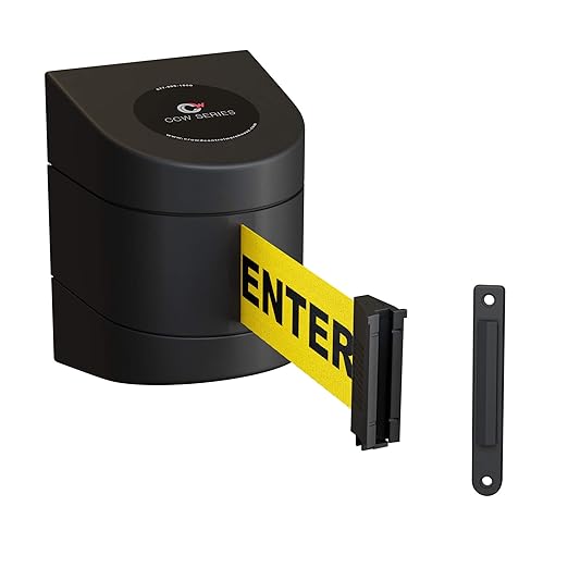 Crowd Control Warehouse - CCW Series WMB-230 Fixed Wall Mount Retractable Belt Barrier - 30 Foot, Caution Do Not Enter Belt with Black ABS Case