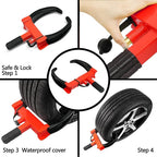 KAYCENTOP Wheel Clamp Lock Tire Lock Anti Theft Lock Fit Most Vehicles Max 11" Tire Width and 7" Reach for Trailers SUV Boats ATVs Motorcycles Golf Cart Great Deterrent Bright Red/Black, 3 Keys