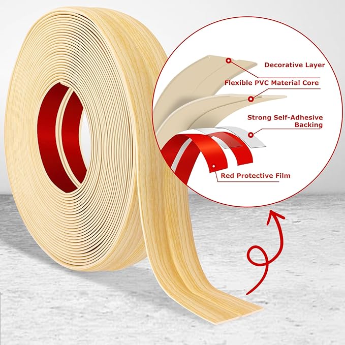 Flexible Wall Corner Protector Moulding Trim Peel and Stick Wall Corner Guards Edge Protector Self Adhesive Molding Trim Strip for Edge Ceiling (Original Wood Grain, 1.6 in x 40 Ft)
