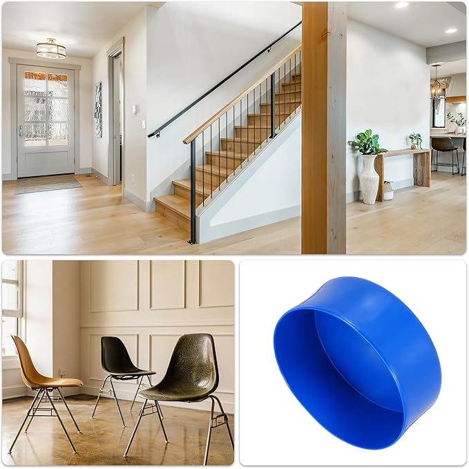 uxcell 4pcs Rubber End Caps 130mm(5 Inch) ID Vinyl Round End Cap Cover Screw Thread Protectors Blue, 50mm Height