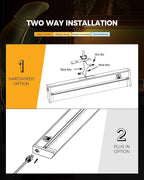 24" 6Pack Hardwired Under Cabinet LED Light Plug in, 16W 1200LM, 3CCT (3000K/4000K/5000K), Rotatable 45°, Connect Up to 10 Fixtures, Under Counter Lights Linkable for Kitchens and Offices,YT-4208-22-6