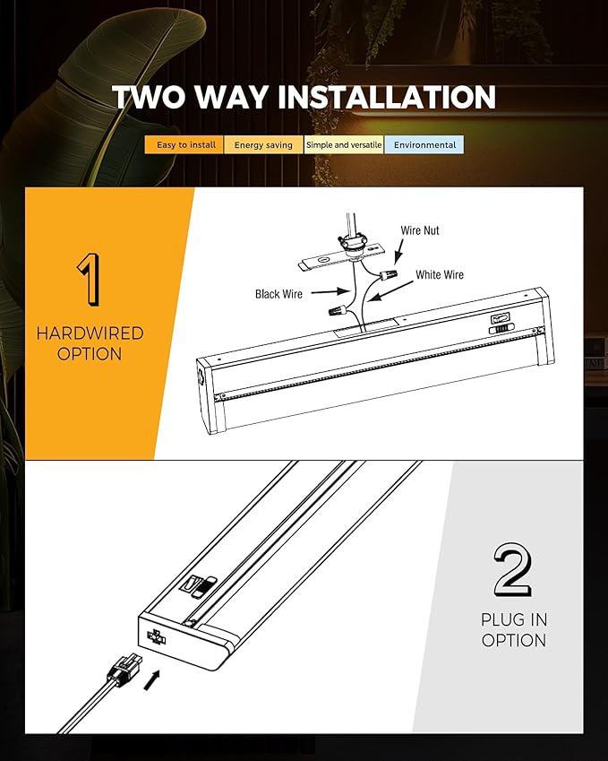 24" 6Pack Hardwired Under Cabinet LED Light Plug in, 16W 1200LM, 3CCT (3000K/4000K/5000K), Rotatable 45°, Connect Up to 10 Fixtures, Under Counter Lights Linkable for Kitchens and Offices,YT-4208-22-6