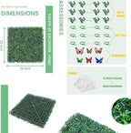 20''x20'' 24 Pieces (66.6 Sq.Ft) Artificial Hedge Boxwood Panels UV Protected Faux Topiary Grass Wall Panels Green Greenery Hedge Plants Backdrop for Indoor Outdoor Garden Backyard Patio