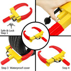 KAYCENTOP Wheel Clamp Lock Universal Security Tire Locks Anti Theft Lock Fit Most Vehicles Max 11" Tire Width for Trailers SUV Boats ATV's Motorcycles Golf Cart Yellow/Red 2 Packs 6 Keys Alike