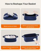 KALLAX Small Woven Basket, 12 x 8 x 4.5 Inches, Small Storage Baskets for Organizing, Gift Baskets Empty, Cute Rope Shelf Closet Storage Bins for Shelves, Dog Toy Basket, 3 Packs, Navy Blue