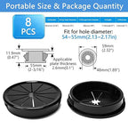 8 Pcs Cable Grommet, Snap Bushing 2-3/16" (55 mm) Mounting Diameter, Flexible Petal-Shaped Buckle Round Nylon Desk Grommet for Wires Through Countertop Cord Organizer and Protection, Black