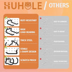 HUHOLE Pegboard Drill Holder, Peg Board Utility Hooks, 8 Pack Heavy Duty Peg Board Tool Holder for Power Tools, Drill, Hammer, Cord, Fit for 1/4" Pegboard(8PC)