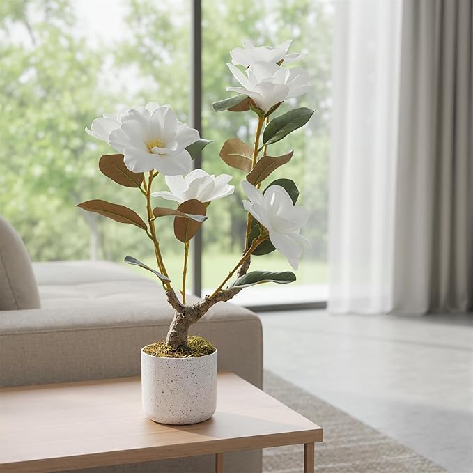 GAOMON White Fake Orchids Flowers in Pot,24 inch Faux Orchids Plant Real Touch for Home Decor Indoor Bathroom Decoration